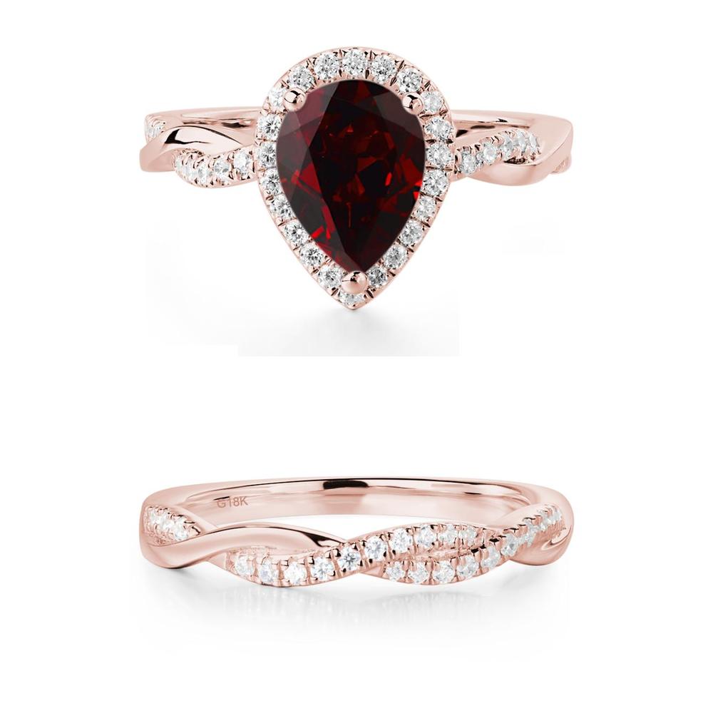 Garnet Twisted Halo Engagement Ring - LUO Jewelry #metal_xxxxx