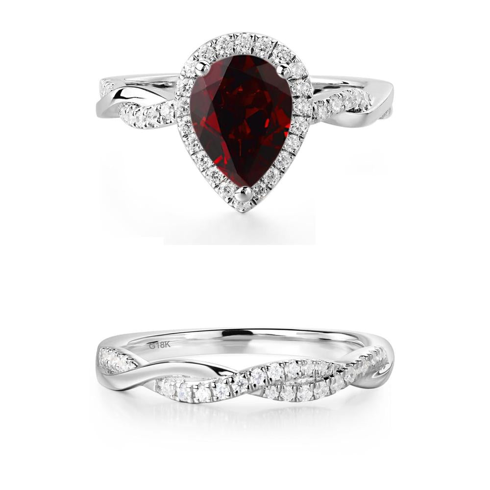 Garnet Twisted Halo Engagement Ring - LUO Jewelry #metal_xxxxx