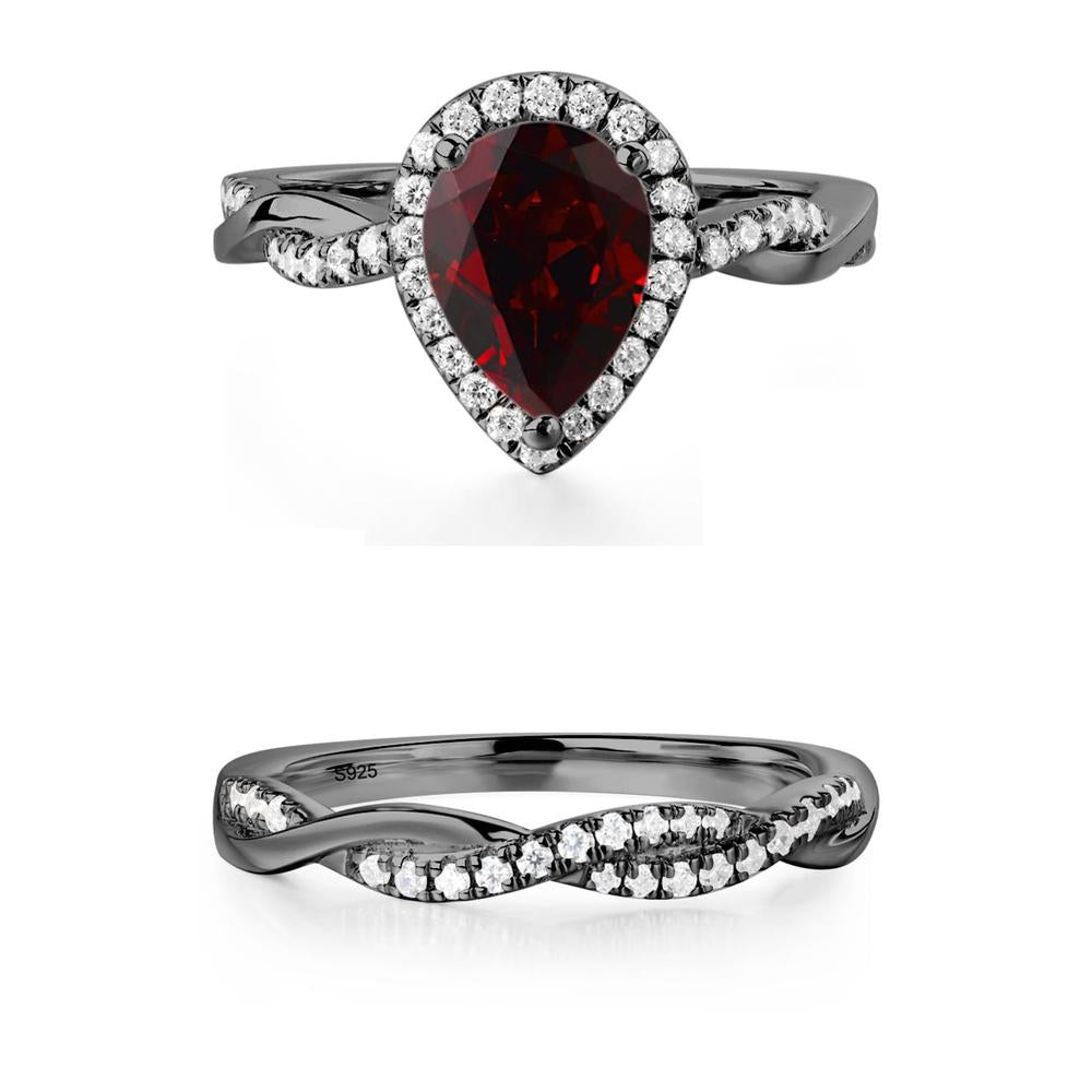 Garnet Twisted Halo Engagement Ring - LUO Jewelry #metal_xxxxx