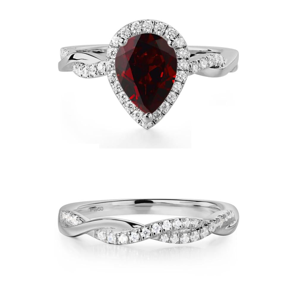 Garnet Twisted Halo Engagement Ring - LUO Jewelry #metal_xxxxx