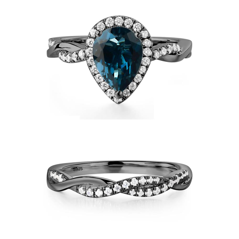 London Blue Topaz Twisted Band Engagement Ring - LUO Jewelry #metal_xxxxx