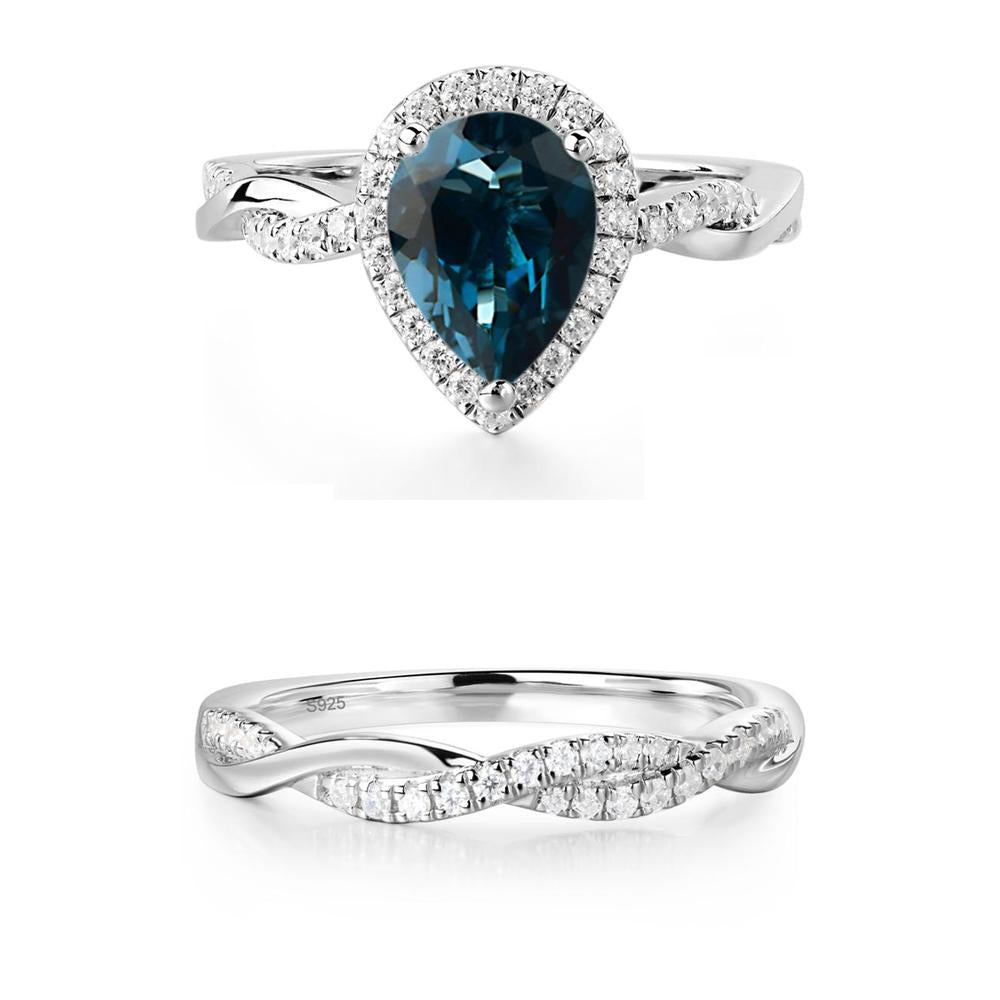 London Blue Topaz Twisted Band Engagement Ring - LUO Jewelry #metal_xxxxx