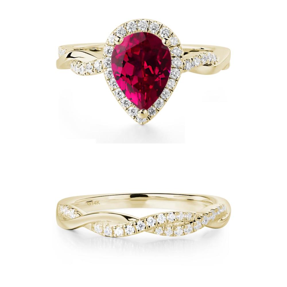 Ruby Twisted Halo Engagement Ring - LUO Jewelry #metal_xxxxx