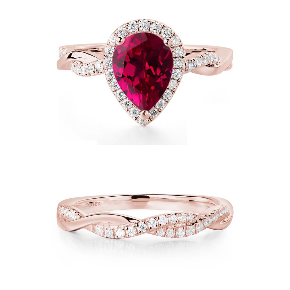 Ruby Twisted Halo Engagement Ring - LUO Jewelry #metal_xxxxx