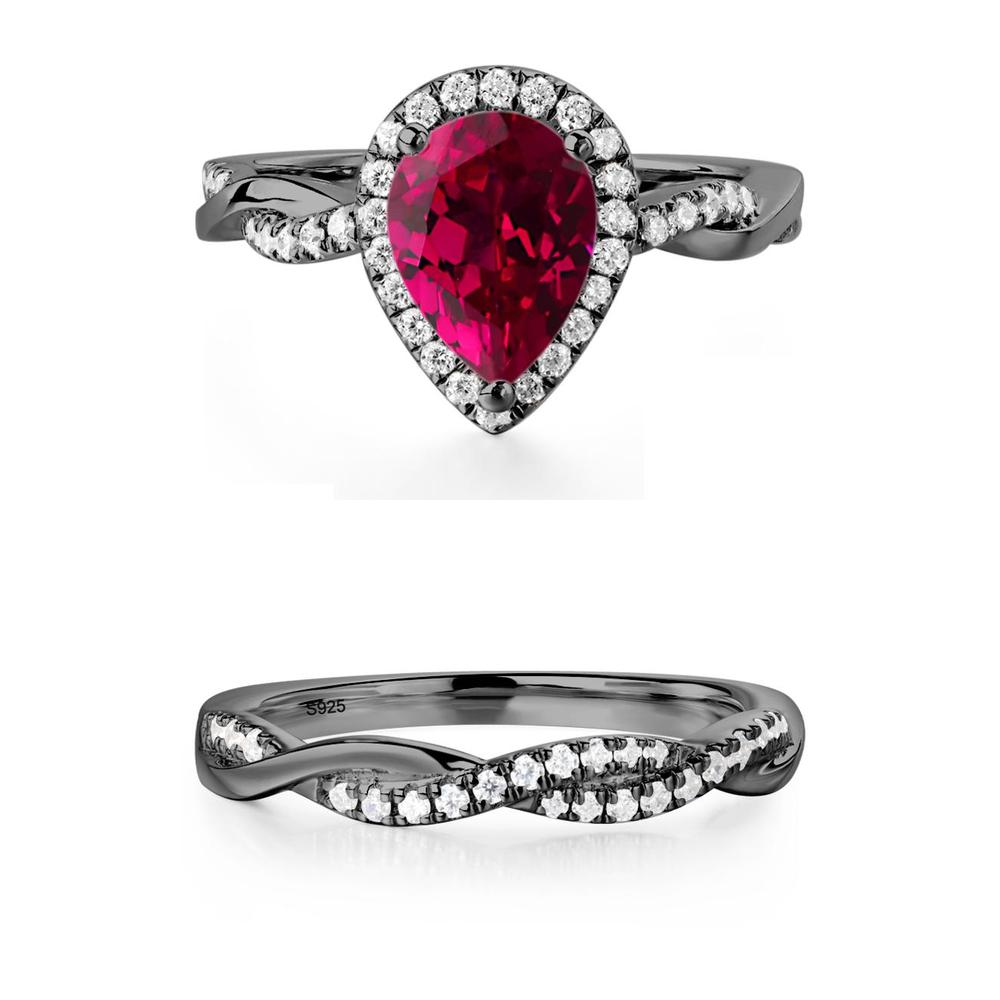 Ruby Twisted Halo Engagement Ring - LUO Jewelry #metal_xxxxx