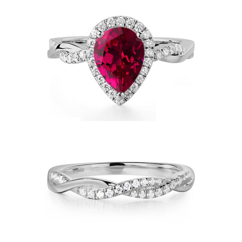 Ruby Twisted Halo Engagement Ring - LUO Jewelry #metal_xxxxx