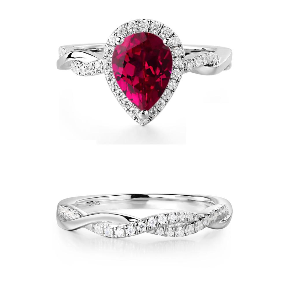 Ruby Twisted Halo Engagement Ring - LUO Jewelry #metal_xxxxx