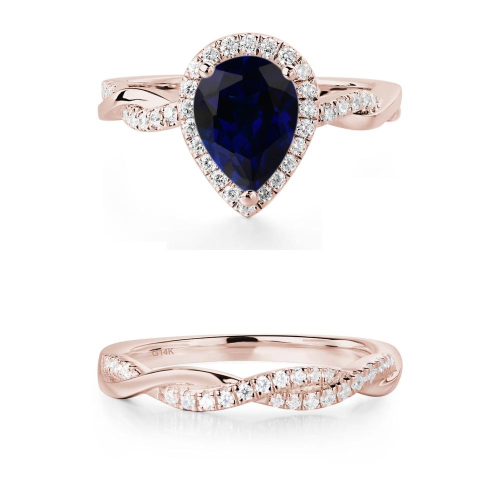 Pear Shaped Sapphire Twisted Halo Ring - LUO Jewelry #metal_xxxxx