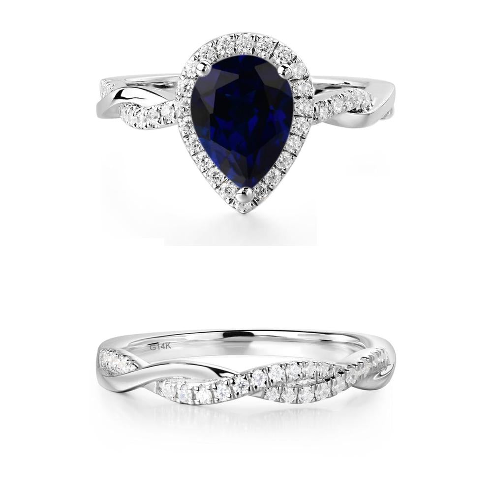 Pear Shaped Sapphire Twisted Halo Ring - LUO Jewelry #metal_xxxxx