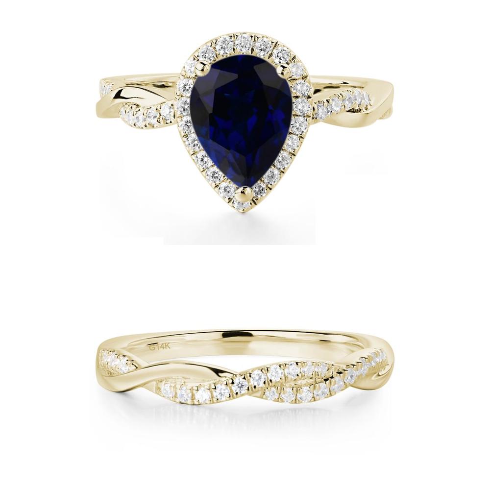 Pear Shaped Sapphire Twisted Halo Ring - LUO Jewelry #metal_xxxxx