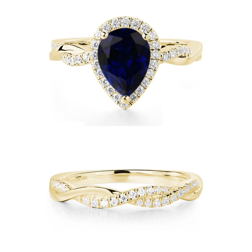 Pear Shaped Sapphire Twisted Halo Ring - LUO Jewelry #metal_xxxxx