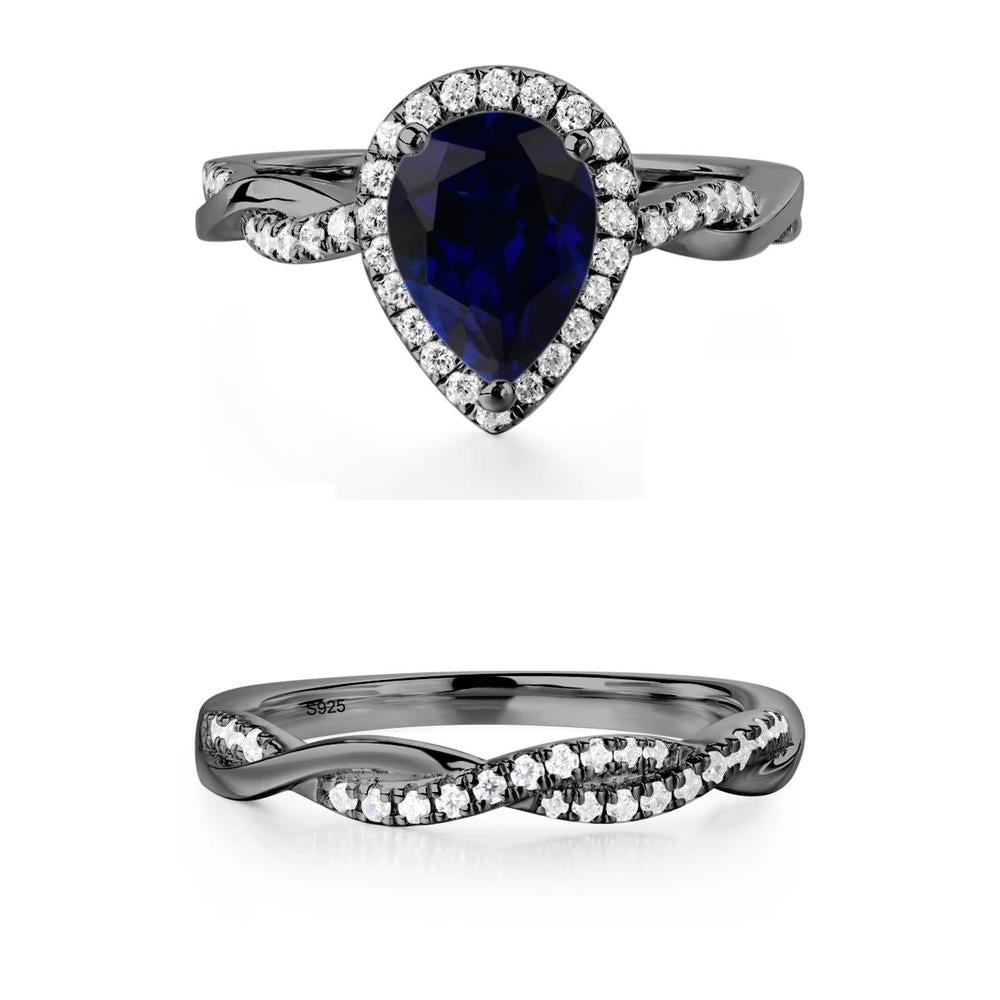 Pear Shaped Sapphire Twisted Halo Ring - LUO Jewelry #metal_xxxxx