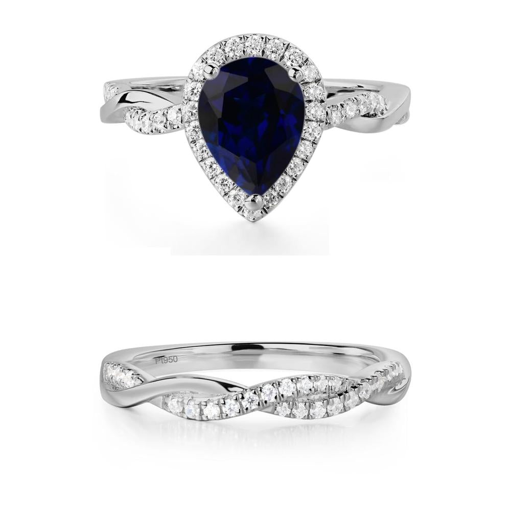 Pear Shaped Sapphire Twisted Halo Ring - LUO Jewelry #metal_xxxxx