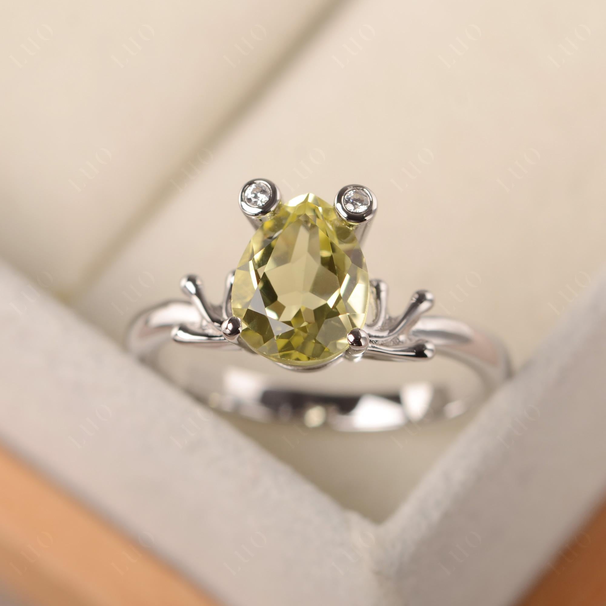 Lemon Quartz Frog Promise Ring - LUO Jewelry 