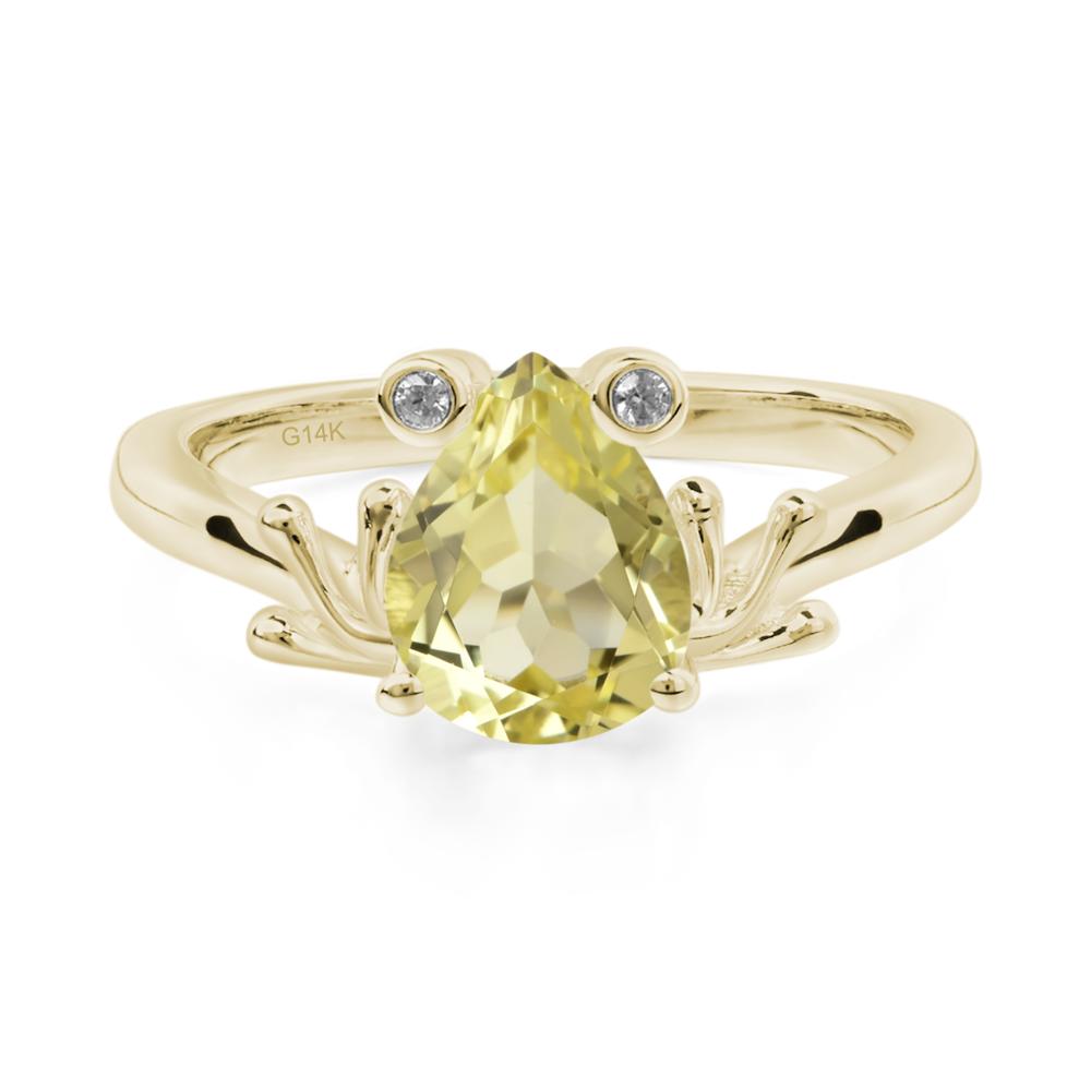 Lemon Quartz Frog Promise Ring - LUO Jewelry #metal_14k yellow gold