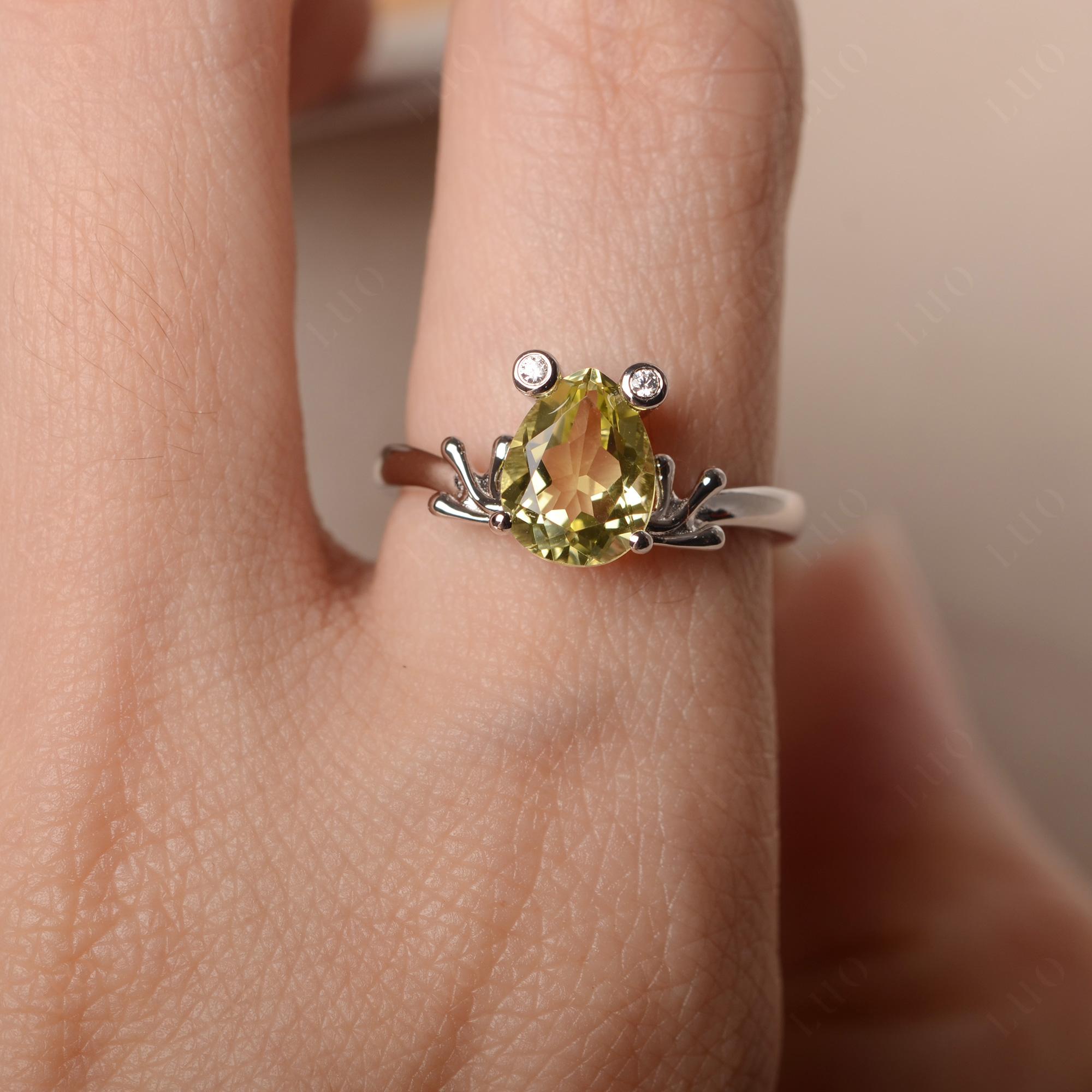 Lemon Quartz Frog Promise Ring - LUO Jewelry 