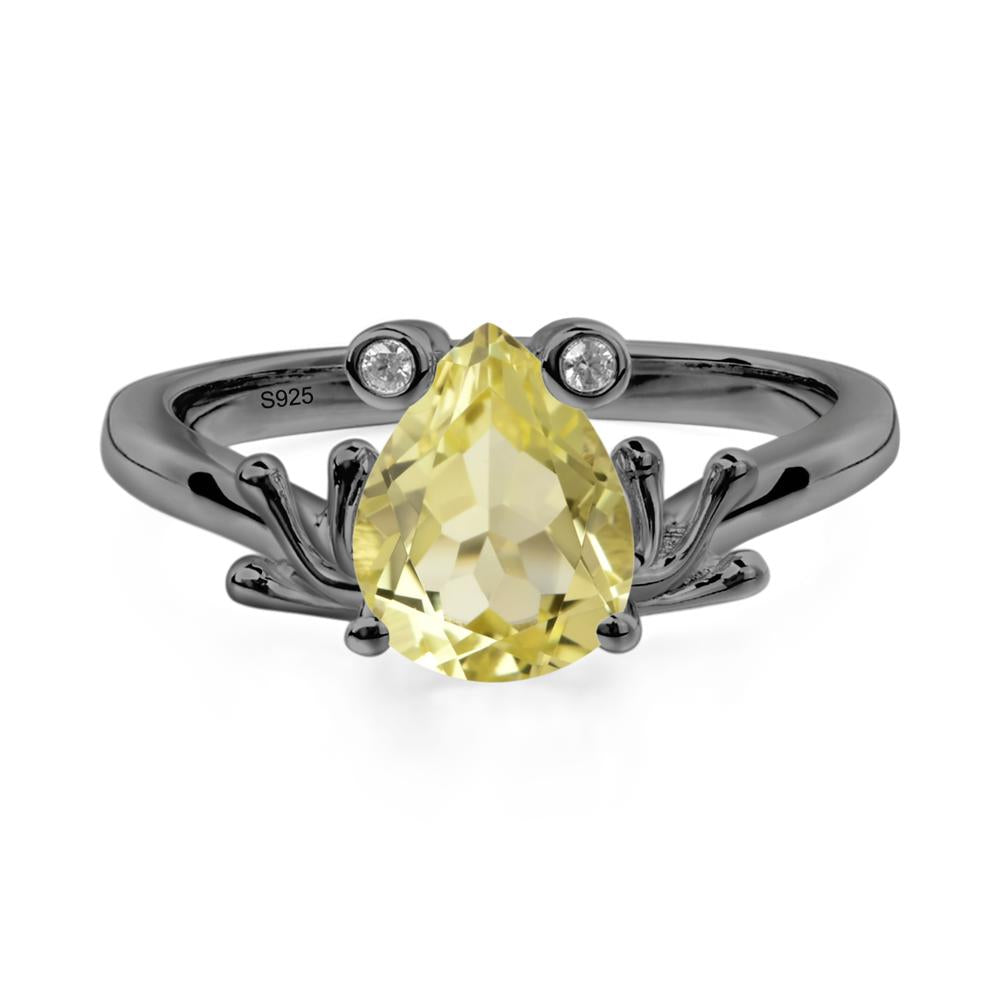 Lemon Quartz Frog Promise Ring - LUO Jewelry #metal_black finish sterling silver