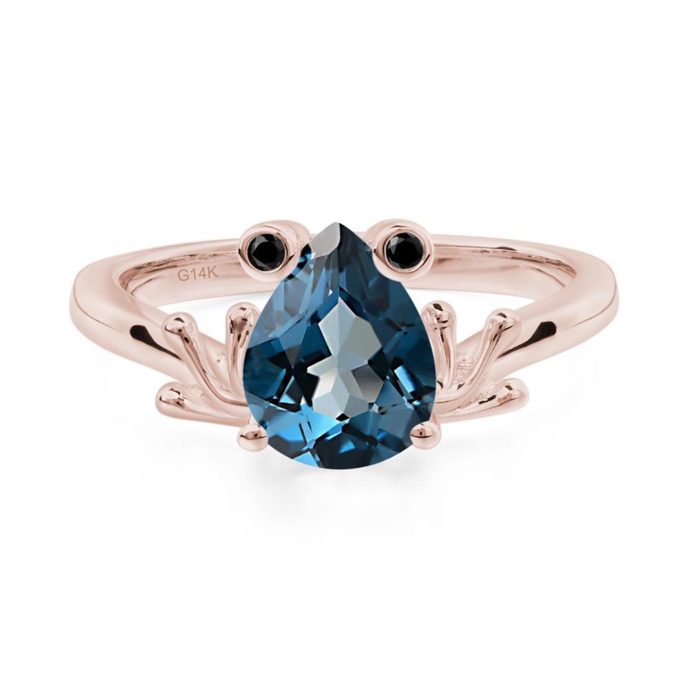 London Blue Topaz Frog Engagement Ring - LUO Jewelry #metal_14k rose gold