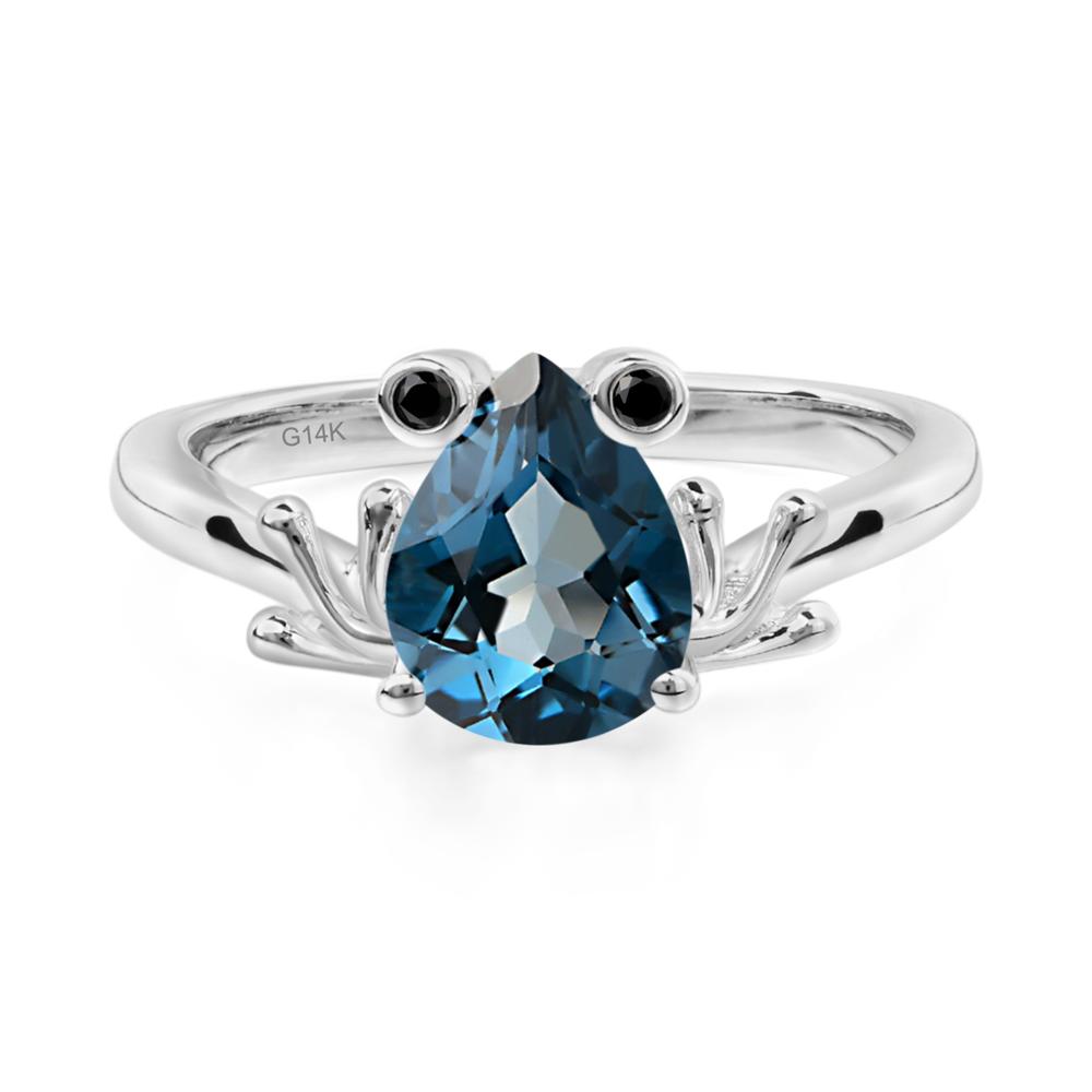 London Blue Topaz Frog Engagement Ring - LUO Jewelry #metal_14k white gold