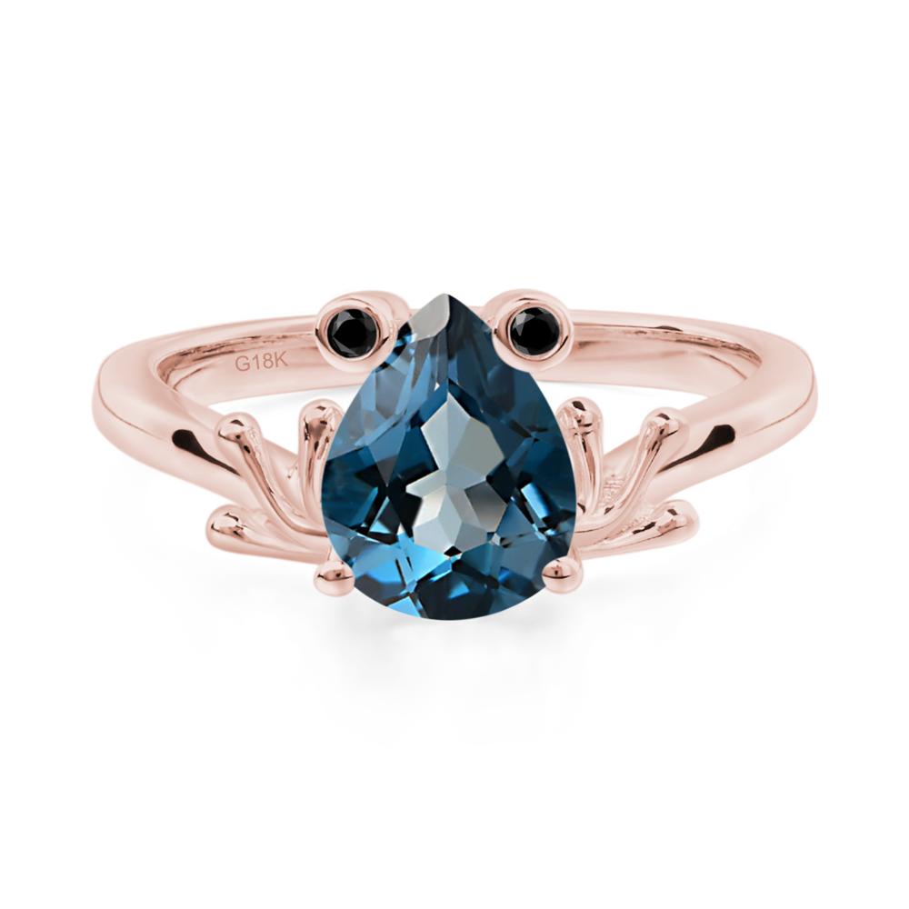 London Blue Topaz Frog Engagement Ring - LUO Jewelry #metal_18k rose gold