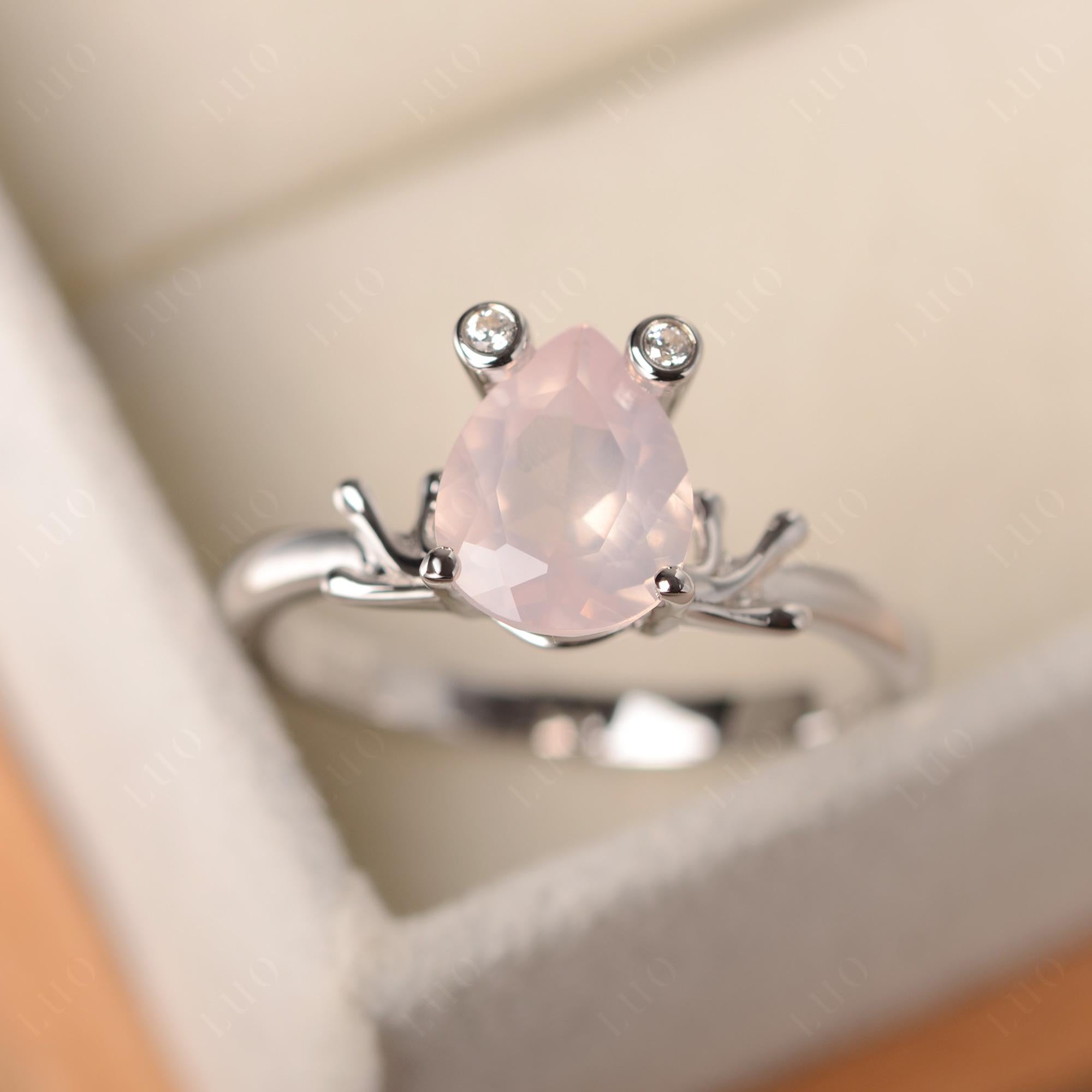 Rose Quartz Frog Engagement Ring - LUO Jewelry 