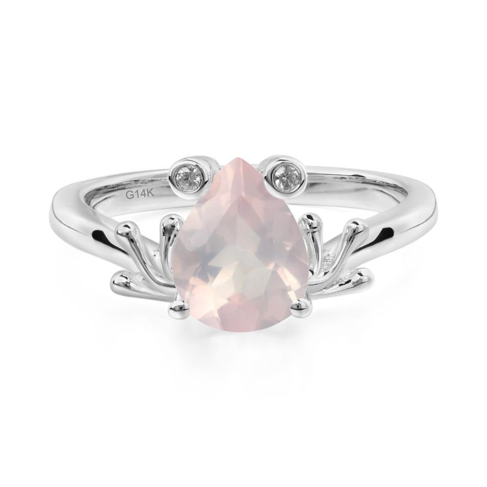 Rose Quartz Frog Engagement Ring - LUO Jewelry #metal_14k white gold