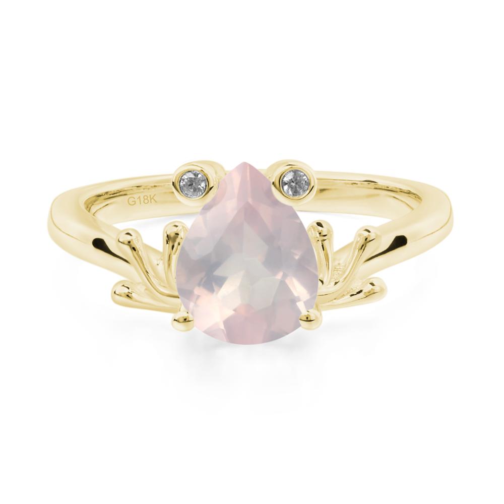 Rose Quartz Frog Engagement Ring - LUO Jewelry #metal_18k yellow gold