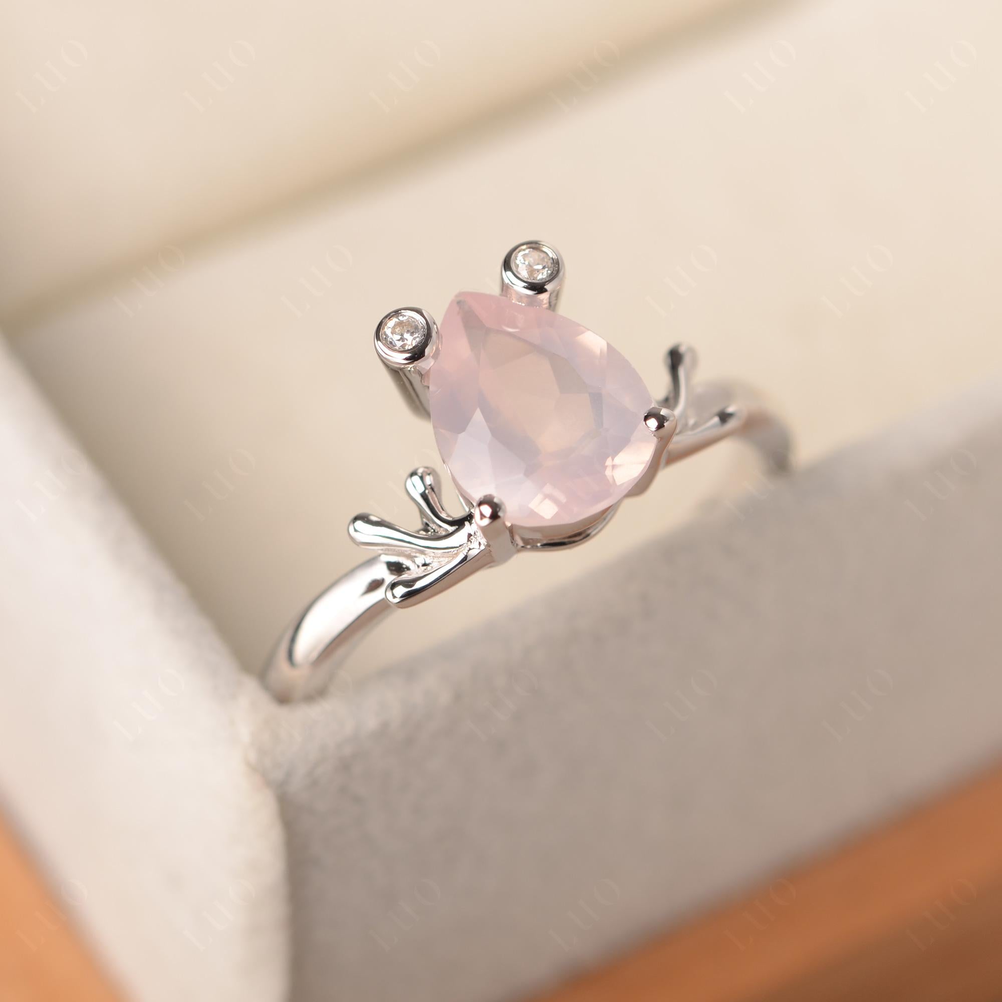 Rose Quartz Frog Engagement Ring - LUO Jewelry 