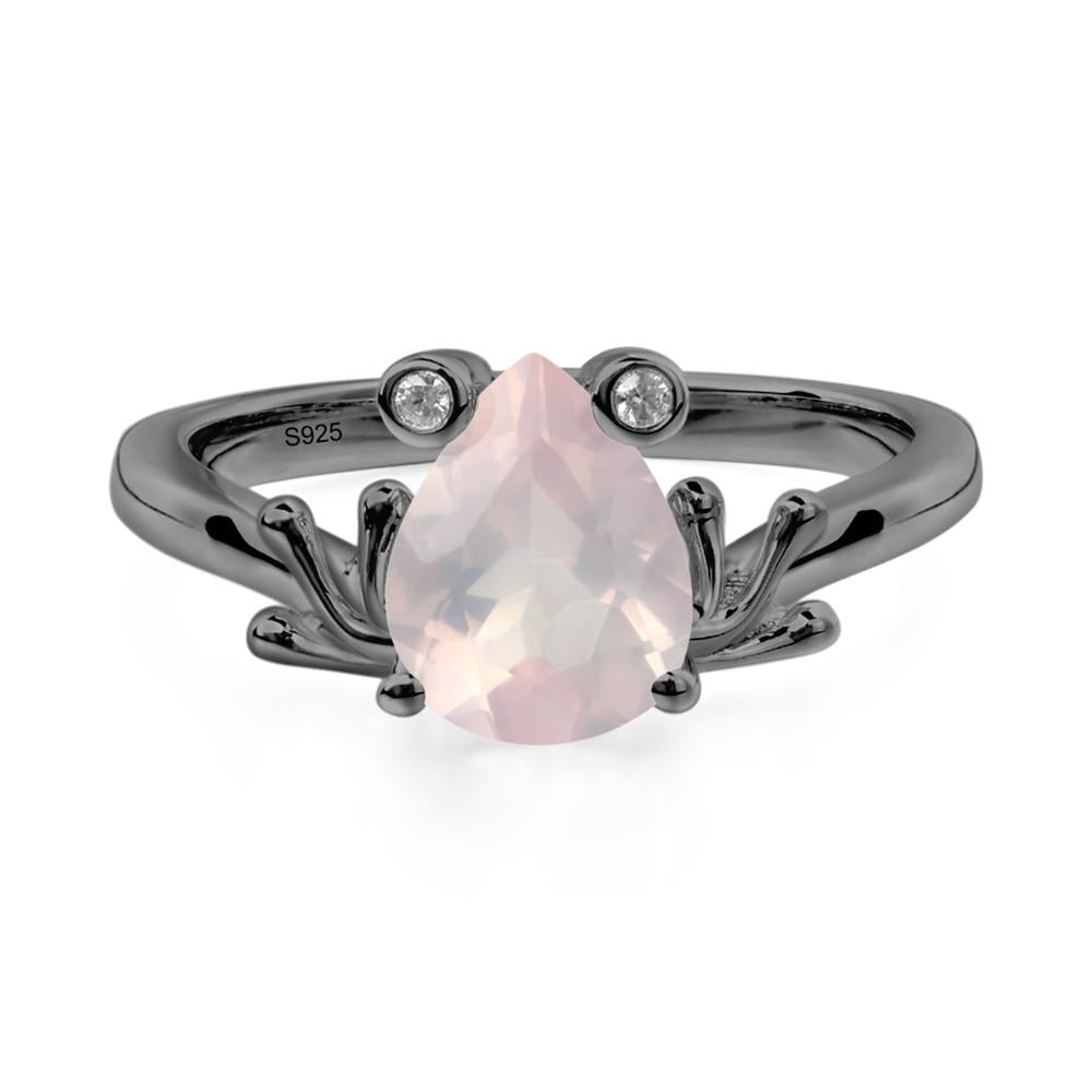 Rose Quartz Frog Engagement Ring - LUO Jewelry #metal_black finish sterling silver