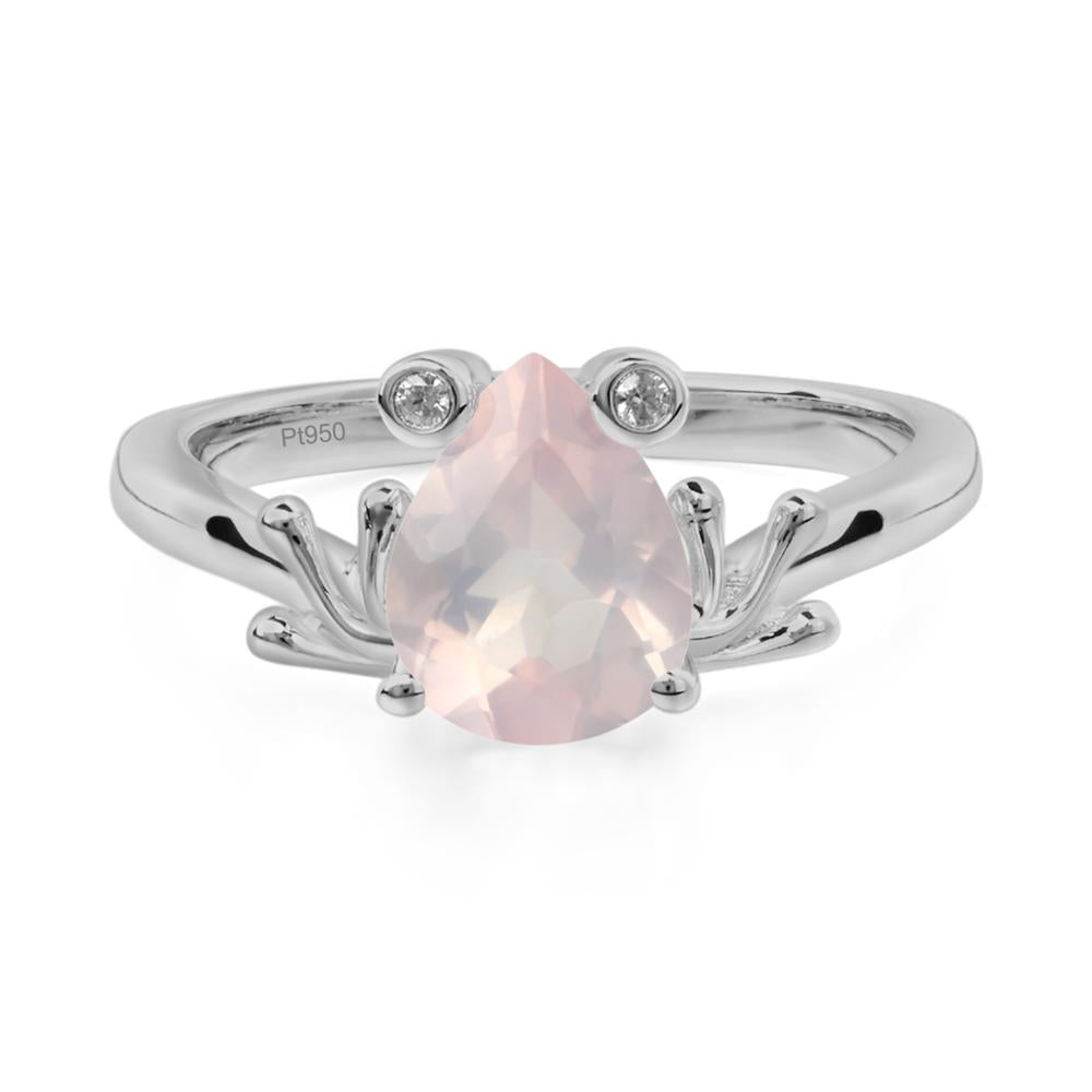 Rose Quartz Frog Engagement Ring - LUO Jewelry #metal_platinum