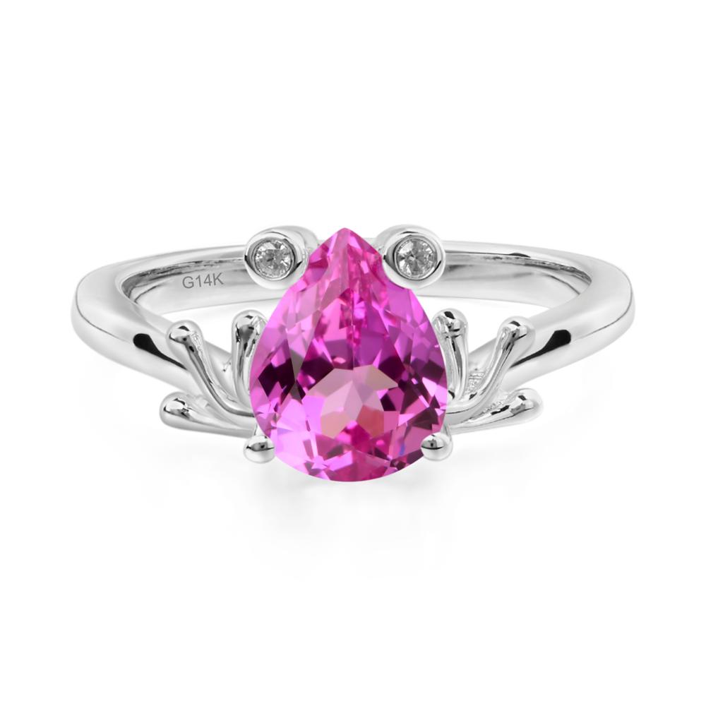 Pink Sapphire Frog Ring - LUO Jewelry #metal_14k white gold