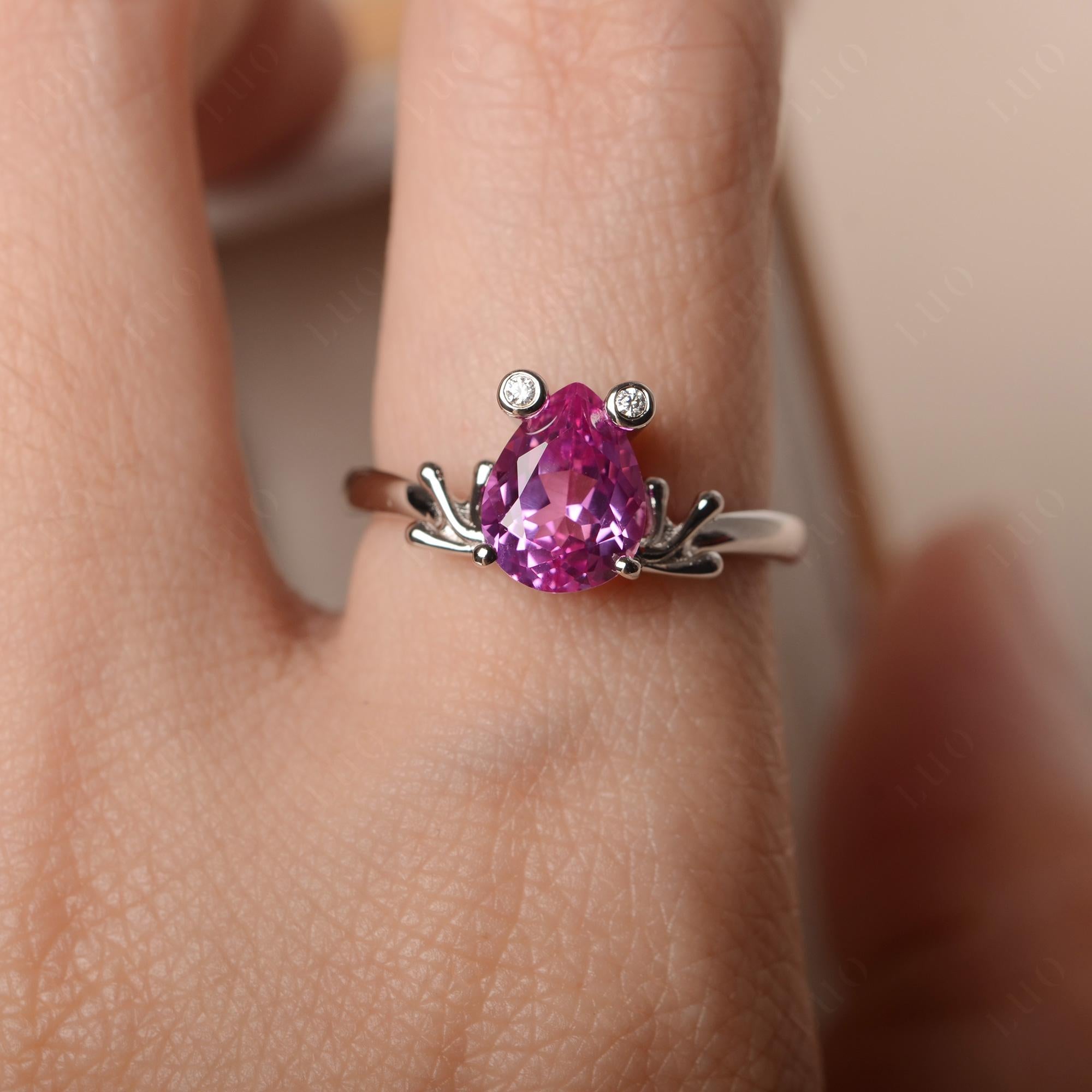 Pink Sapphire Frog Ring - LUO Jewelry 