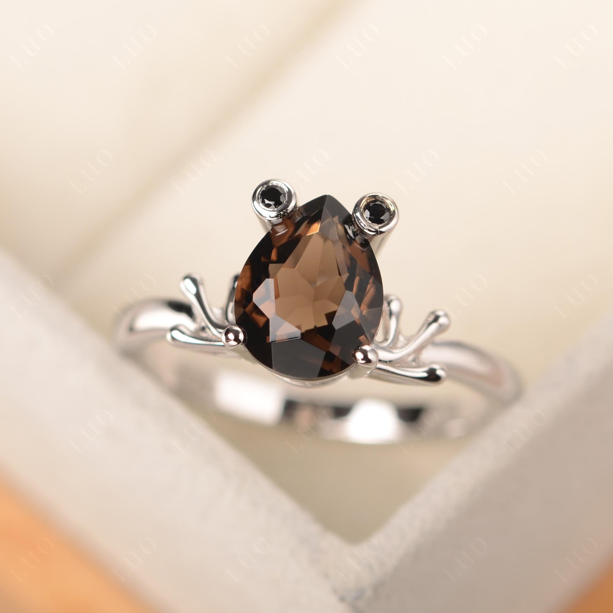 Smoky Quartz Frog Ring - LUO Jewelry 