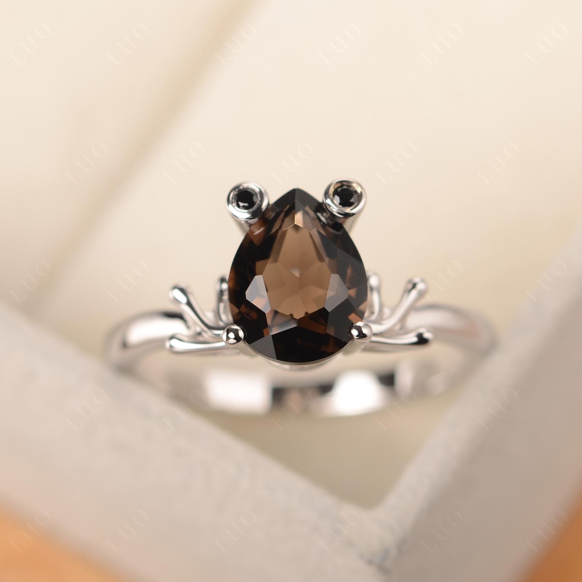 Smoky Quartz Frog Ring - LUO Jewelry 