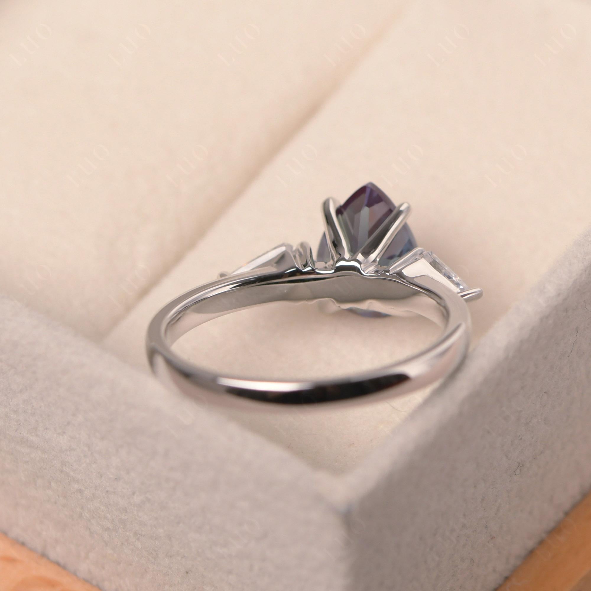 Pear Alexandrite Trilogy Engagement Ring - LUO Jewelry 