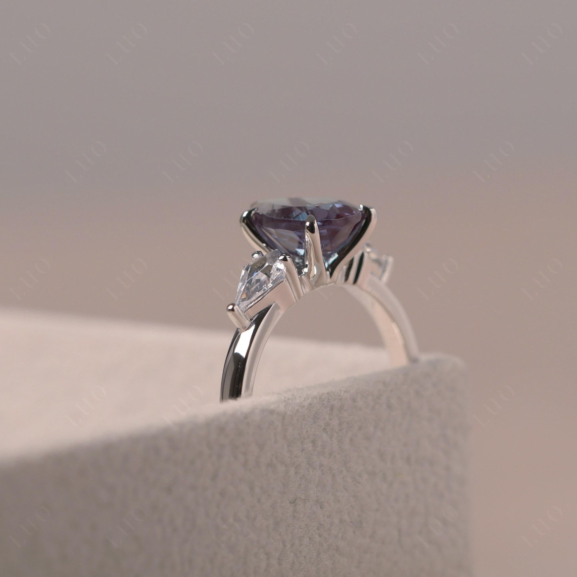 Pear Alexandrite Trilogy Engagement Ring - LUO Jewelry 