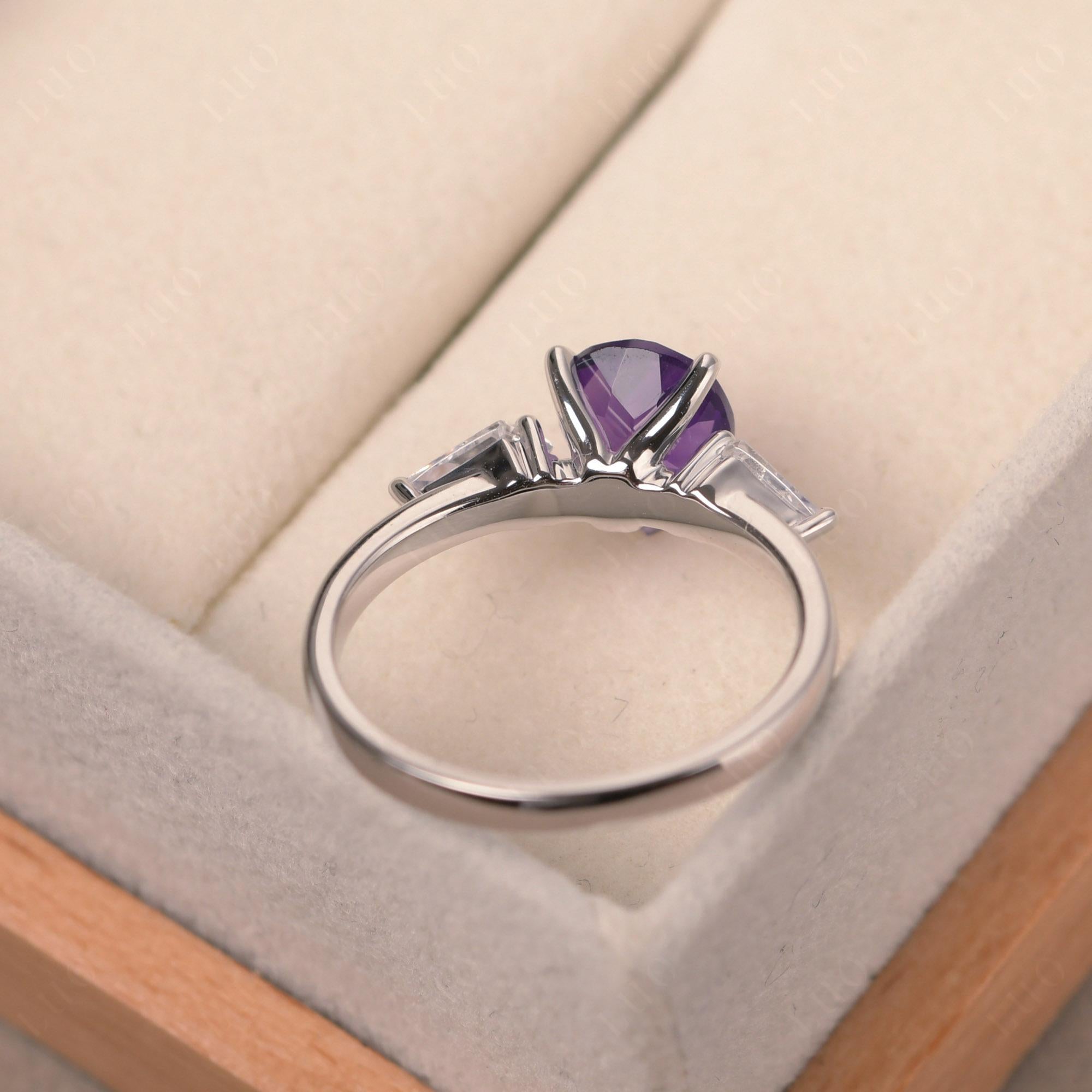 Amethyst Pear Three Stone Ring - LUO Jewelry 