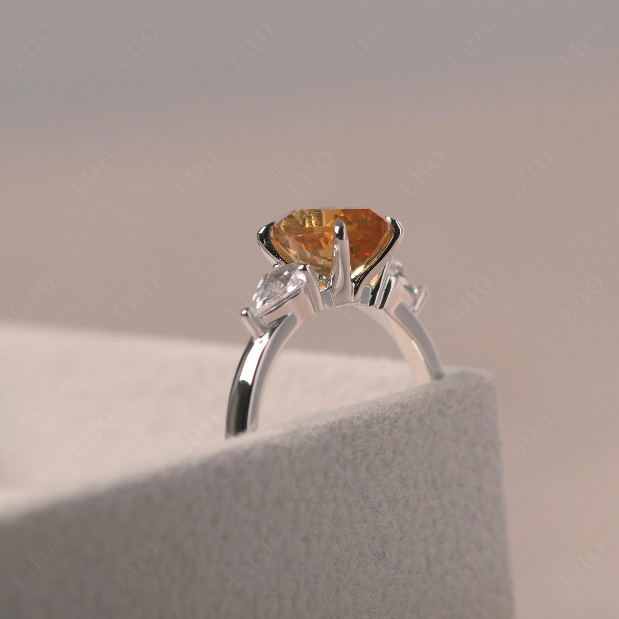 Citrine Pear Three Stone Ring - LUO Jewelry 