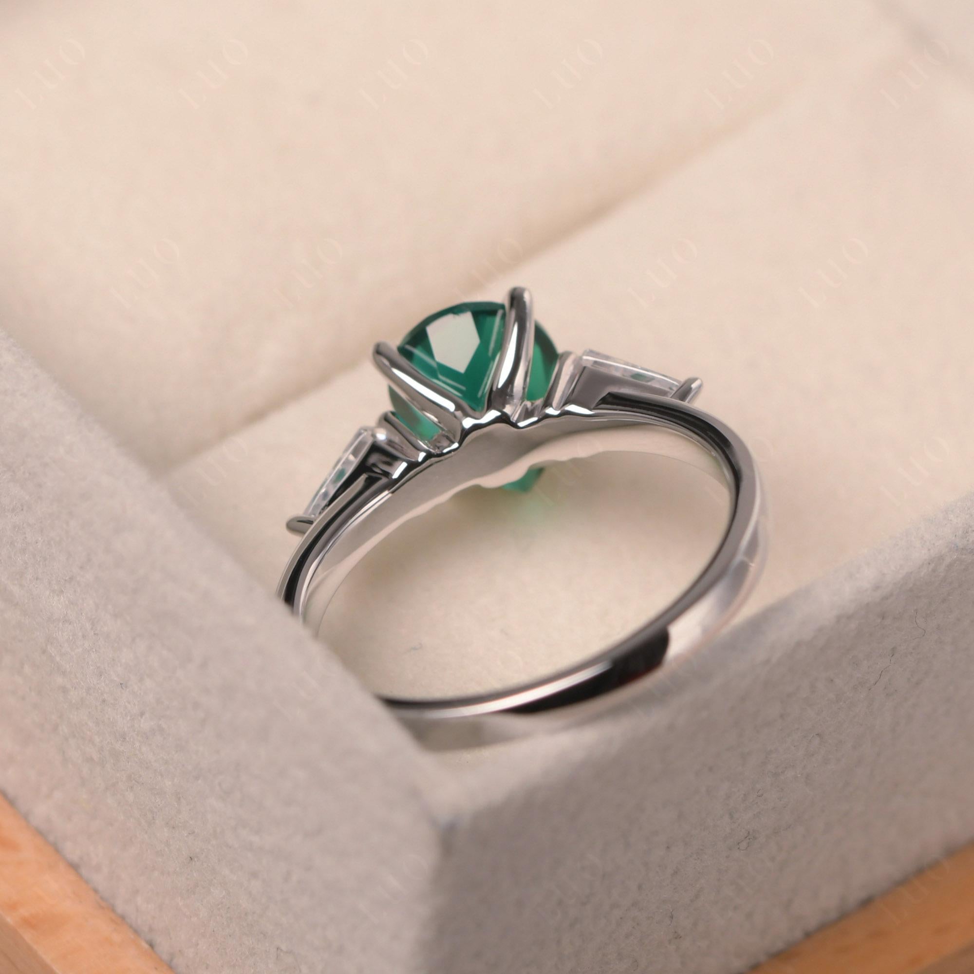 Pear Emerald Trilogy Engagement Ring - LUO Jewelry 