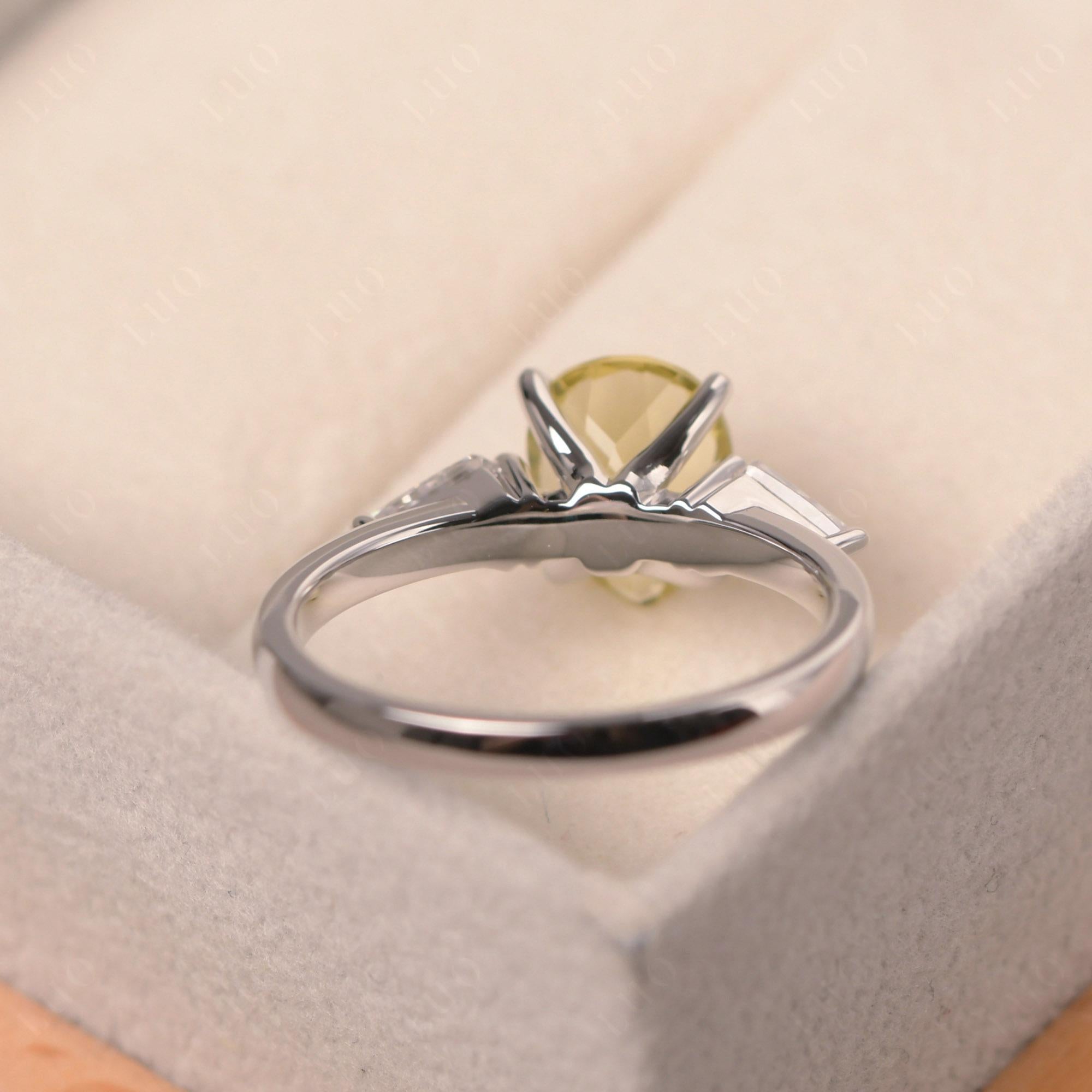 Pear Lemon Quartz Trilogy Engagement Ring - LUO Jewelry 