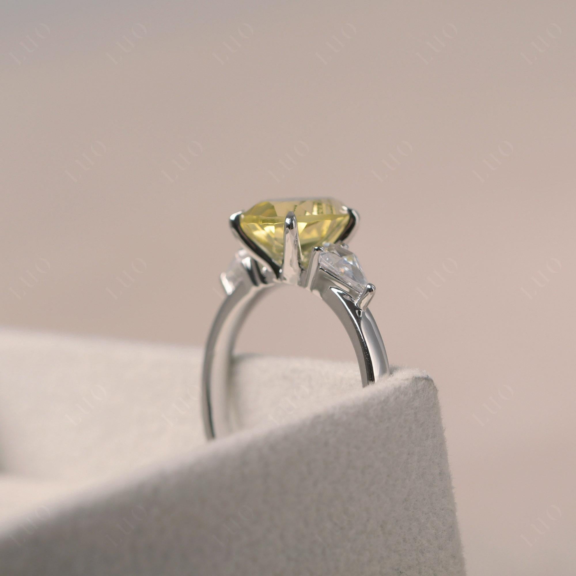 Pear Lemon Quartz Trilogy Engagement Ring - LUO Jewelry 