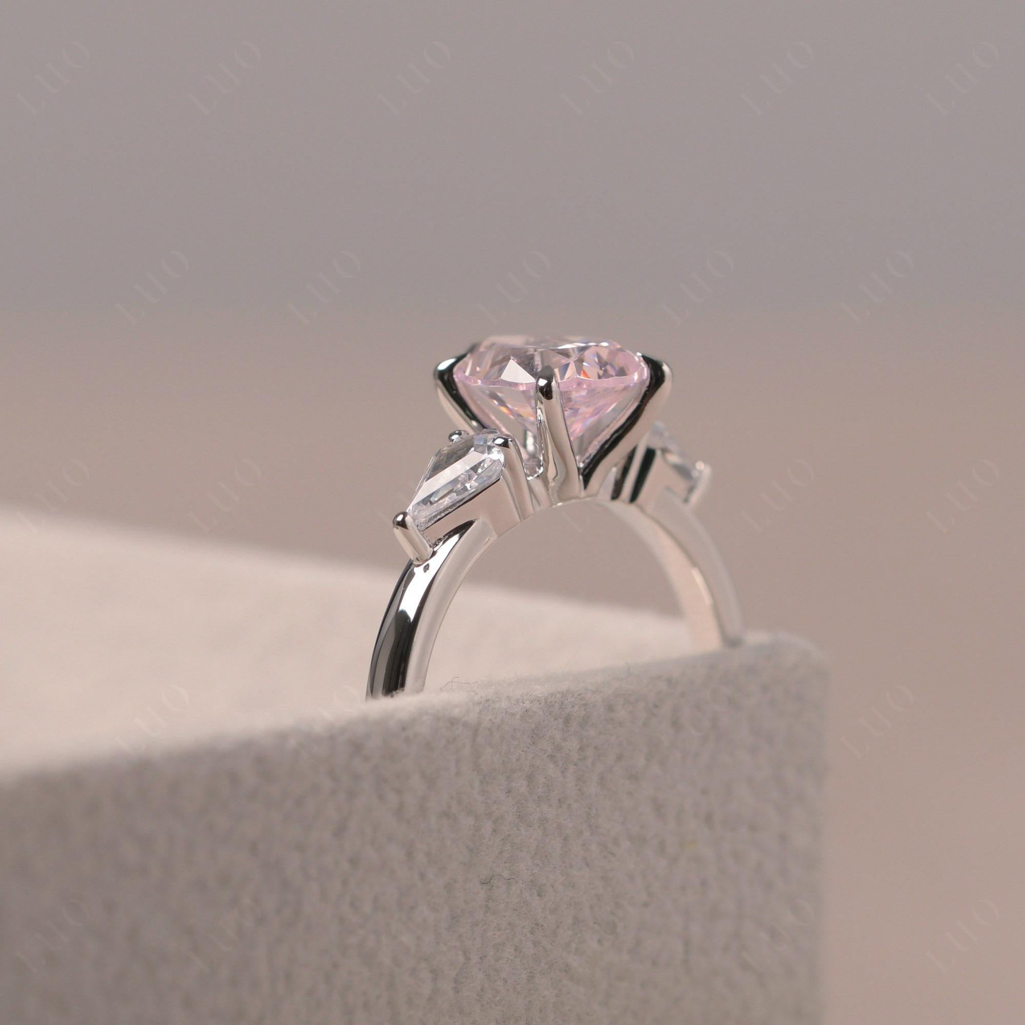 Pear Pink Cubic Zirconia Trilogy Engagement Ring - LUO Jewelry 