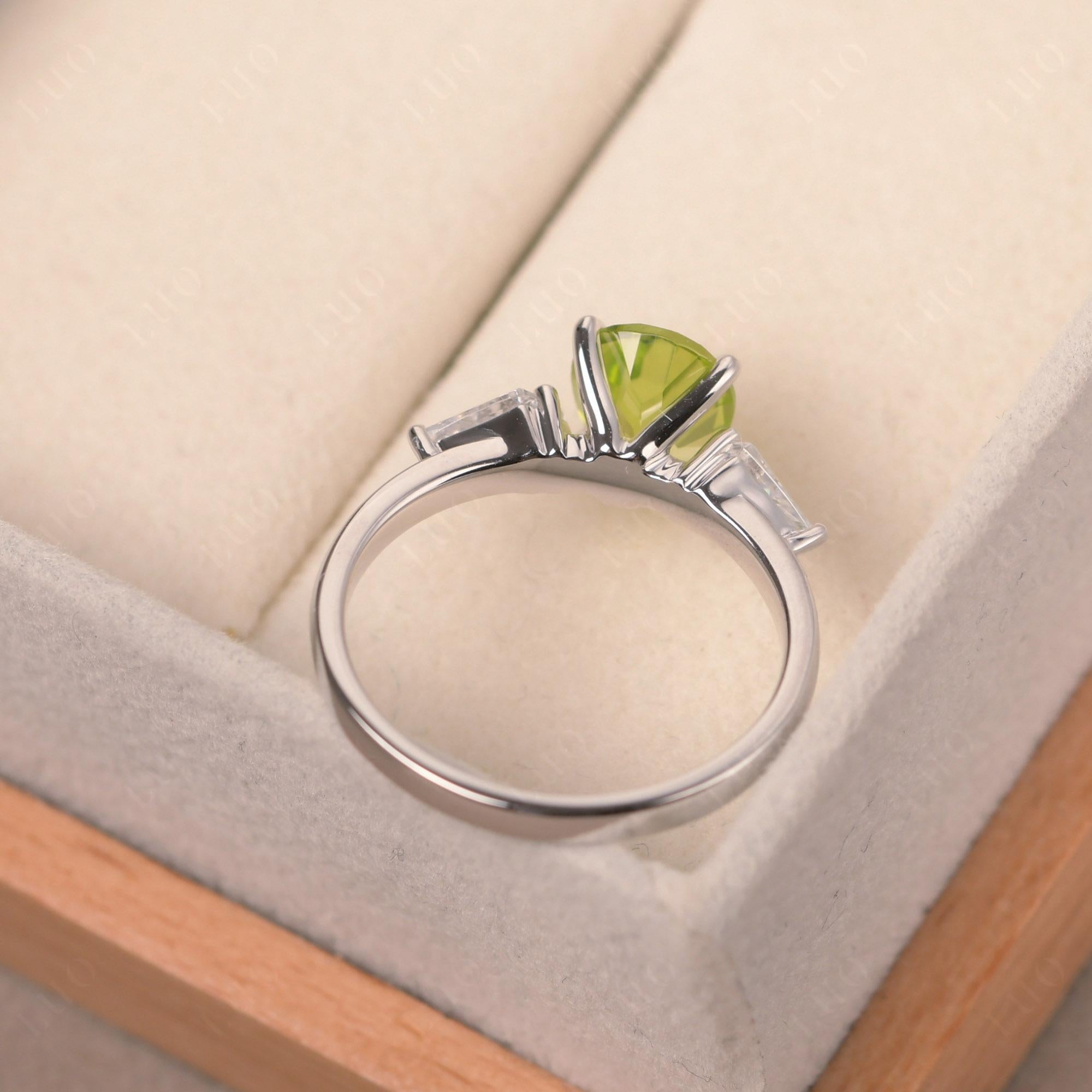 Peridot Pear Three Stone Ring - LUO Jewelry 