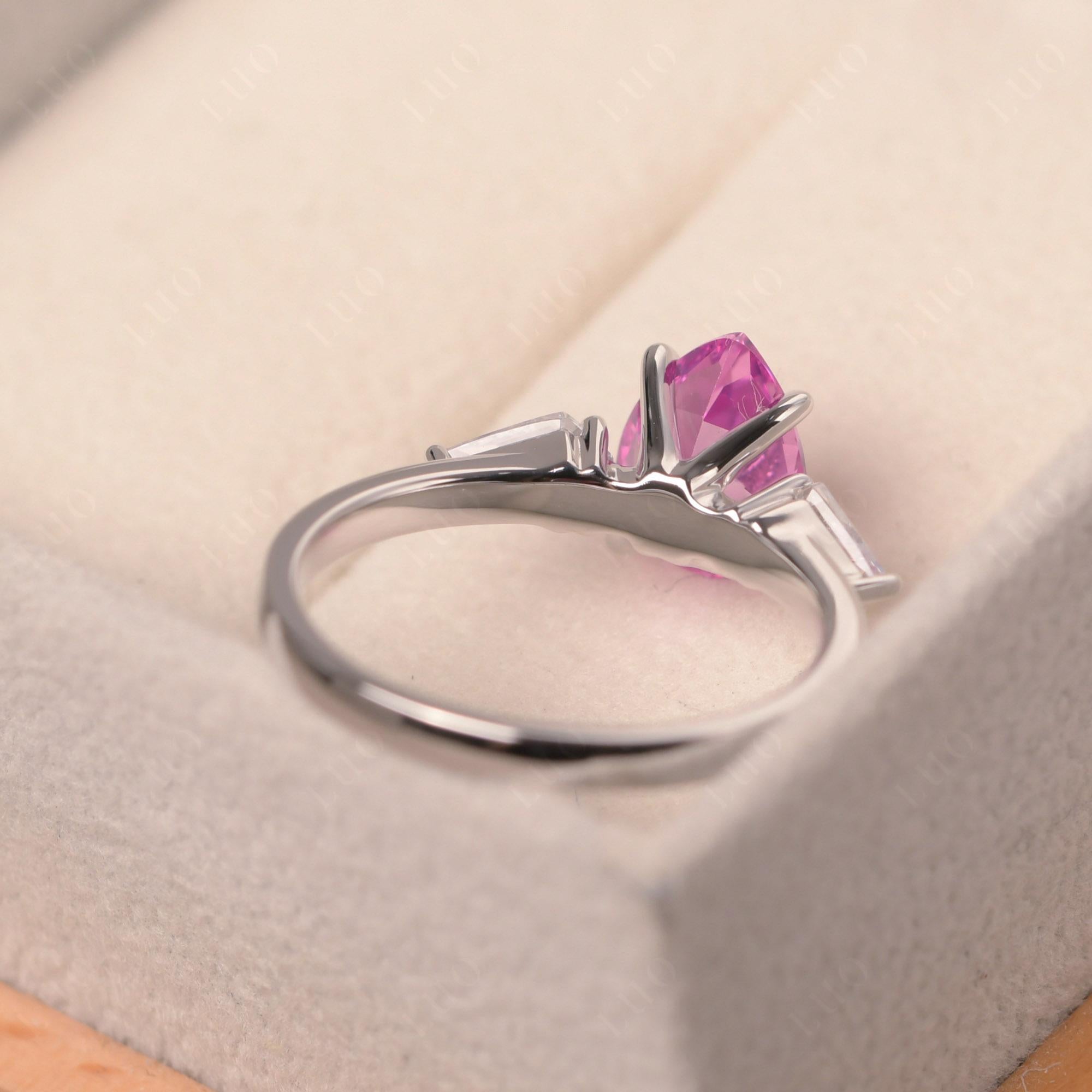 Pink Sapphire Pear Three Stone Ring - LUO Jewelry 