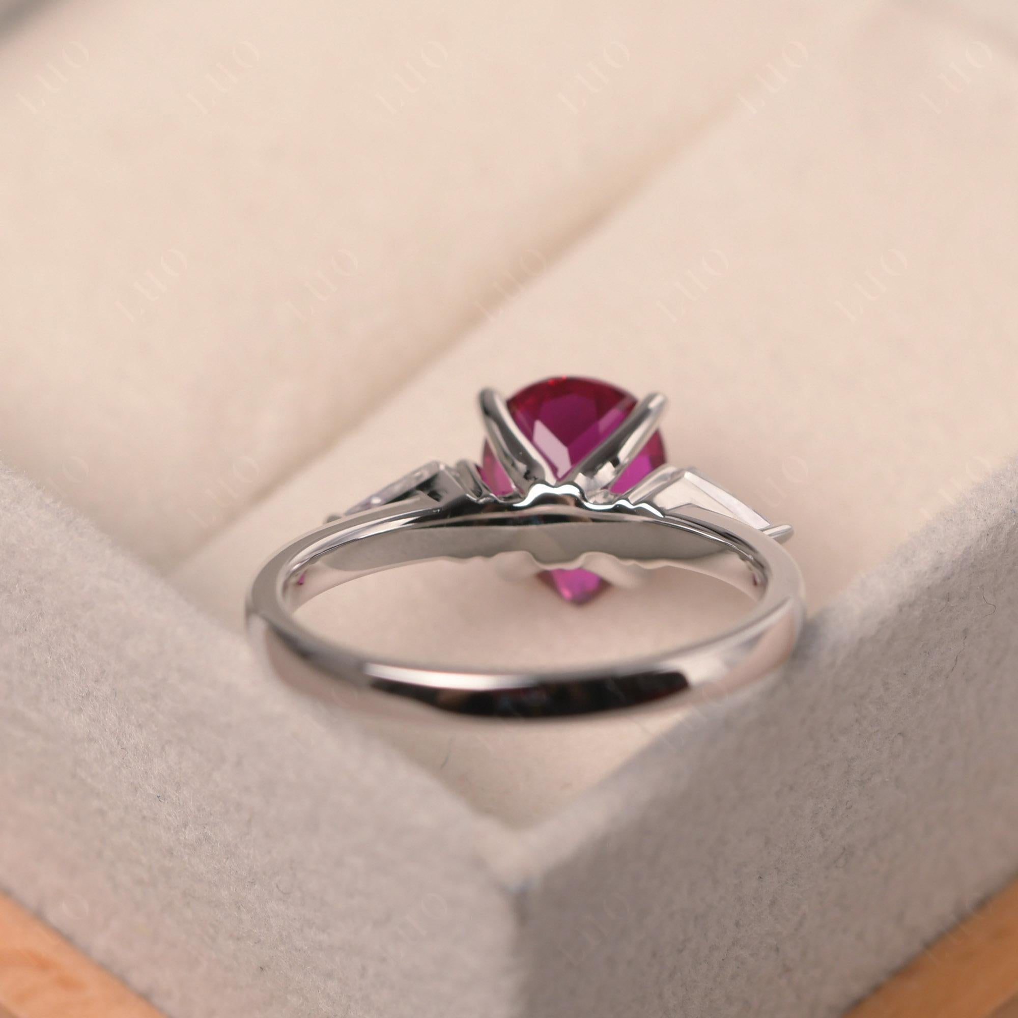 Pear Ruby Trilogy Engagement Ring - LUO Jewelry 