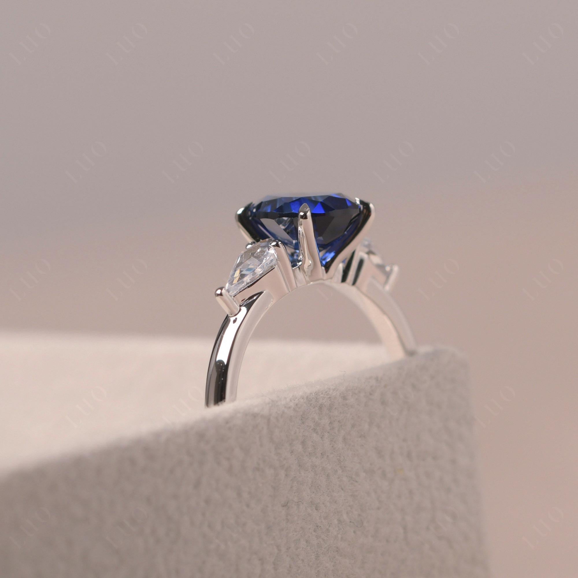 Sapphire Pear Three Stone Ring - LUO Jewelry 