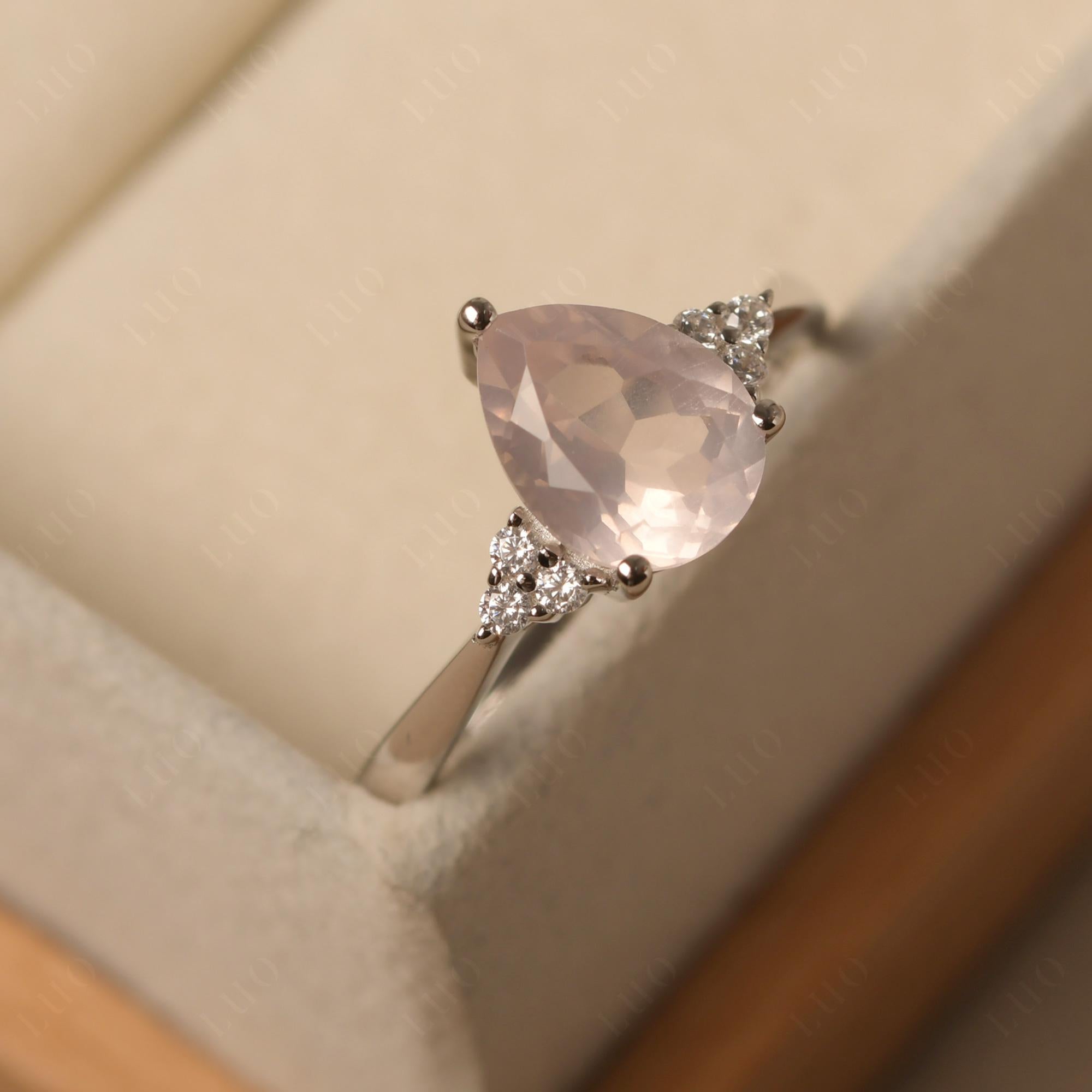 Pear Shaped Rose Quartz Promise Ring | LUO Jewelry