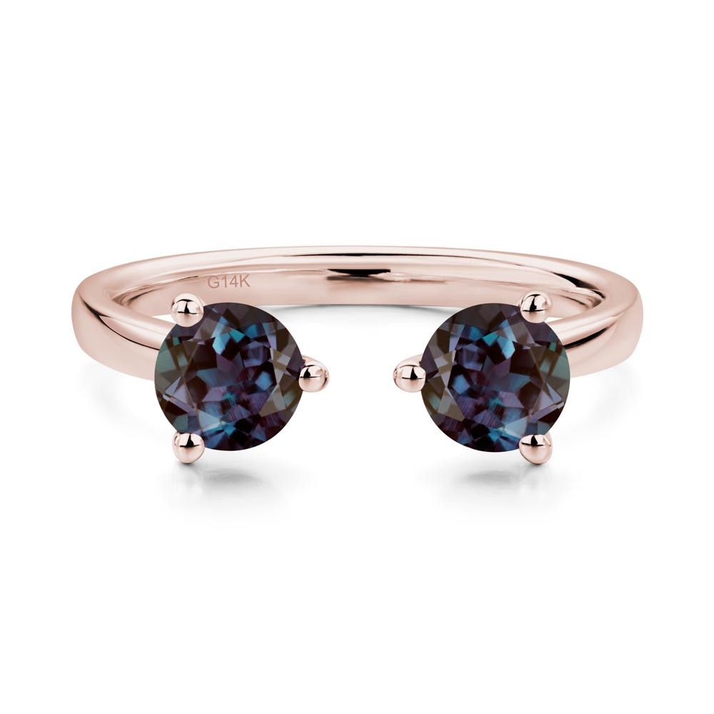 Alexandrite Two Stone Open Ring | LUO Jewelry #metal_14k rose gold