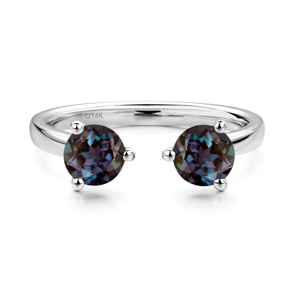 Alexandrite Two Stone Open Ring | LUO Jewelry #metal_14k white gold