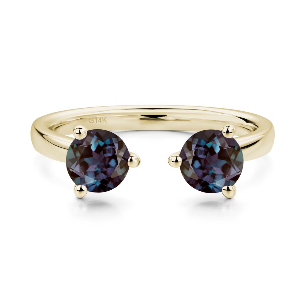 Alexandrite Two Stone Open Ring | LUO Jewelry #metal_14k yellow gold